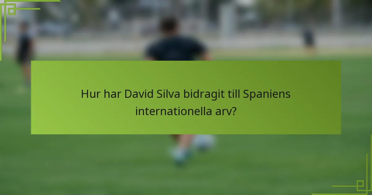 Hur har David Silva bidragit till Spaniens internationella arv?
