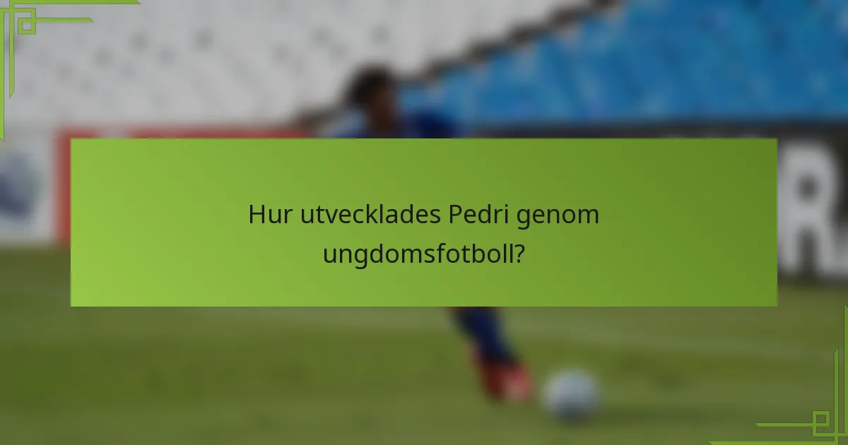 Hur utvecklades Pedri genom ungdomsfotboll?