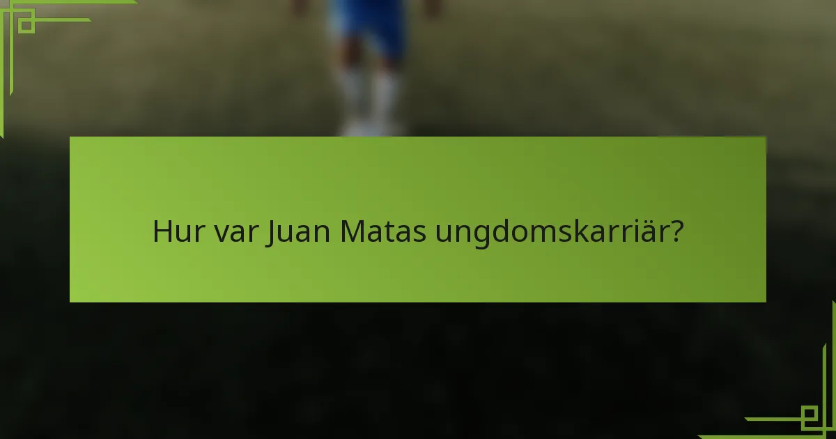 Hur var Juan Matas ungdomskarriär?