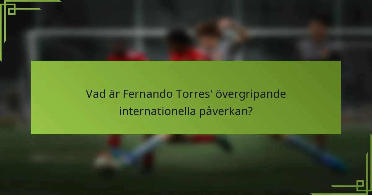 Vad är Fernando Torres' övergripande internationella påverkan?