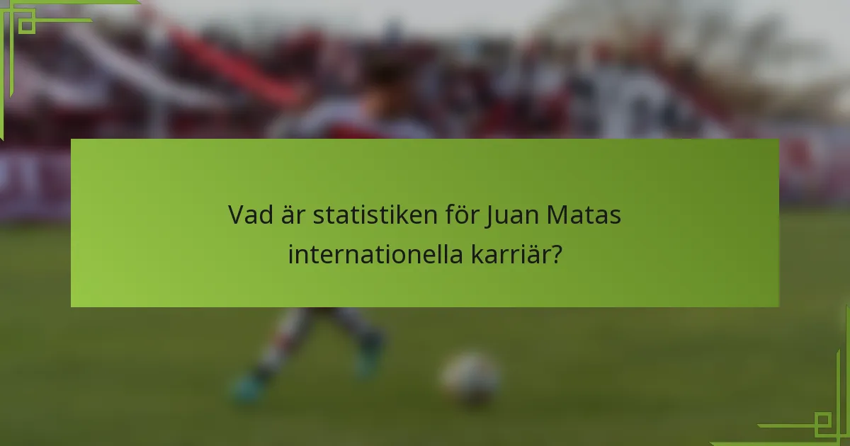 Vad är statistiken för Juan Matas internationella karriär?