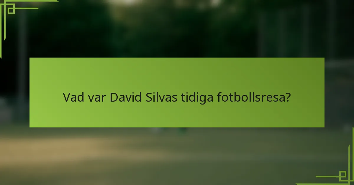 Vad var David Silvas tidiga fotbollsresa?