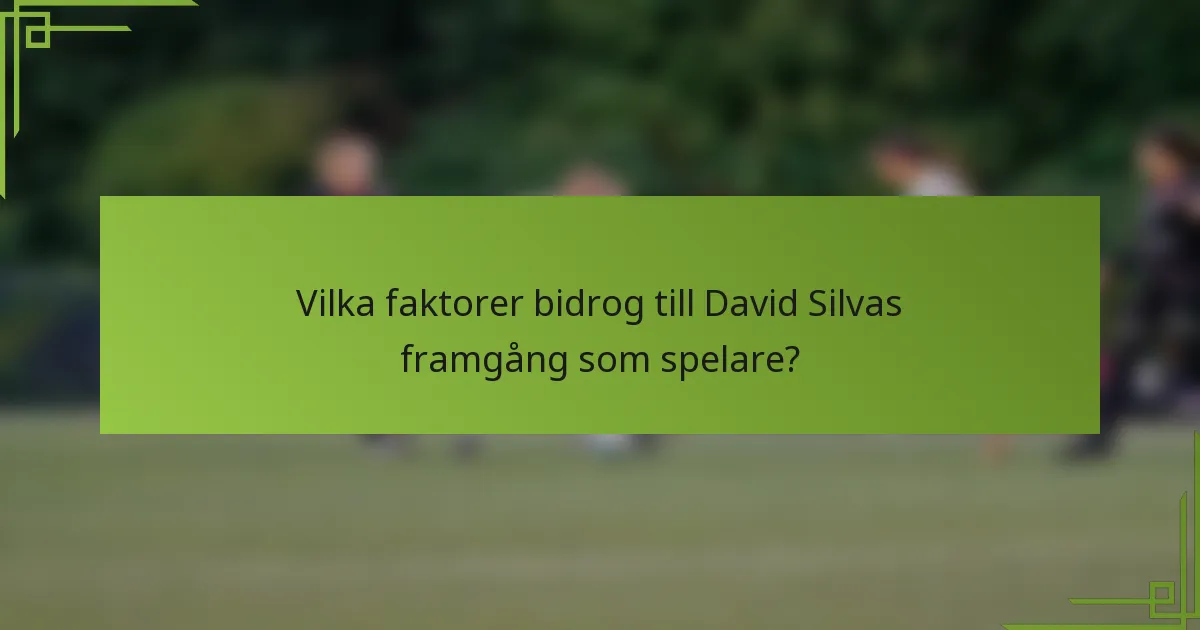 Vilka faktorer bidrog till David Silvas framgång som spelare?