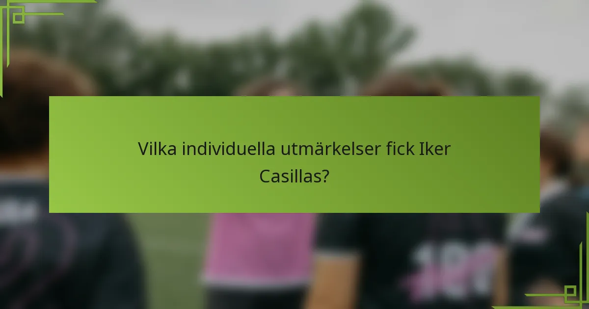 Vilka individuella utmärkelser fick Iker Casillas?