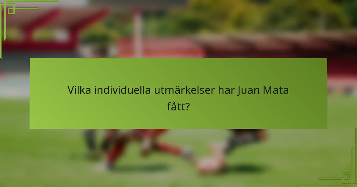 Vilka individuella utmärkelser har Juan Mata fått?