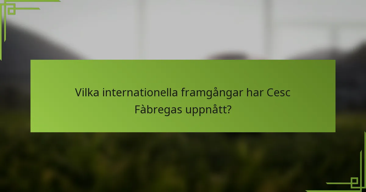 Vilka internationella framgångar har Cesc Fàbregas uppnått?