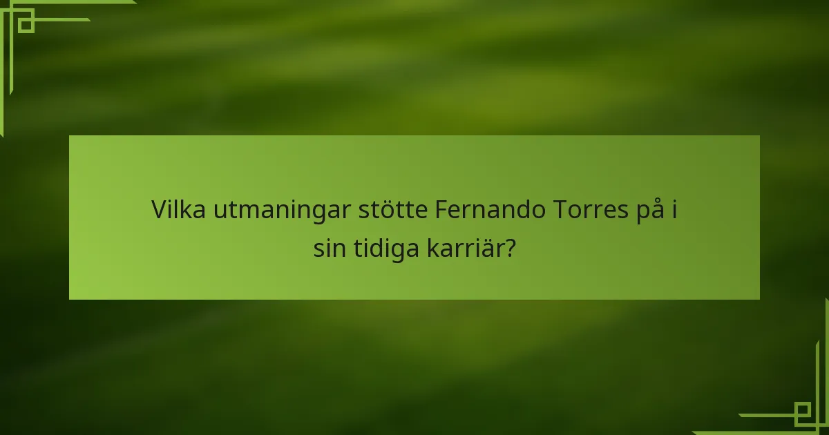 Vilka utmaningar stötte Fernando Torres på i sin tidiga karriär?